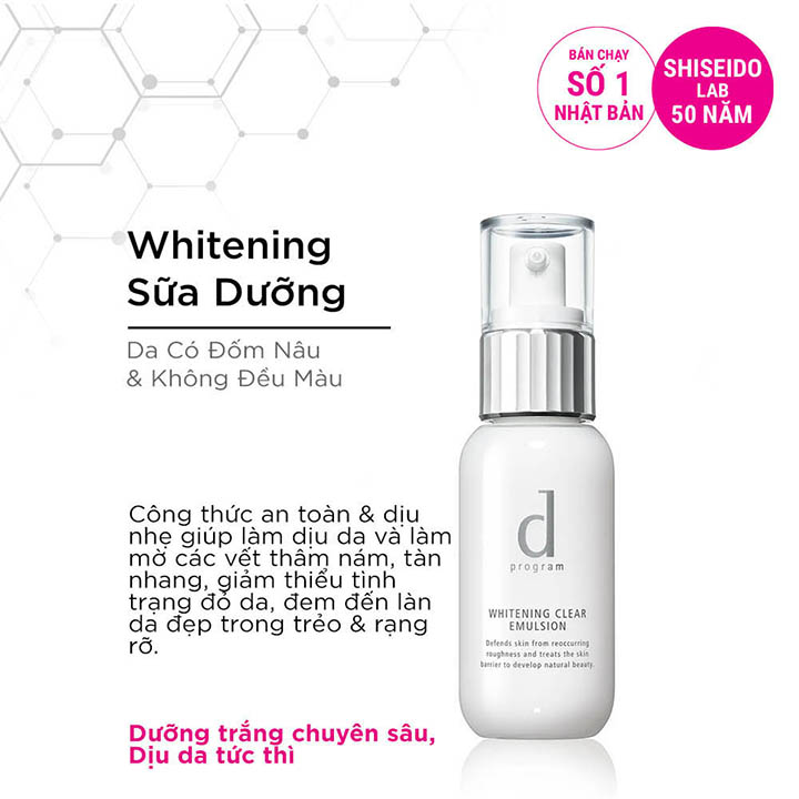 Sữa dưỡng D Program trắng da Whitening Clear Emulsion 100ml