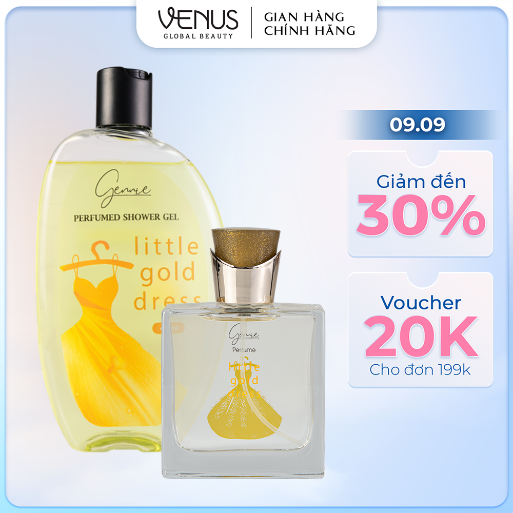 Bộ đôi Nước hoa và Sữa tắm Nữ Gennie Little Gold Dress (50ml - 450ml)