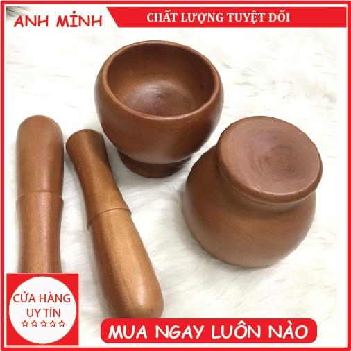 Bộ chày giã cối gỗ cao cấp Bộ chày cối gỗ hình lu tiện dụng trong nhà bếp cao cấp cỡ lớn