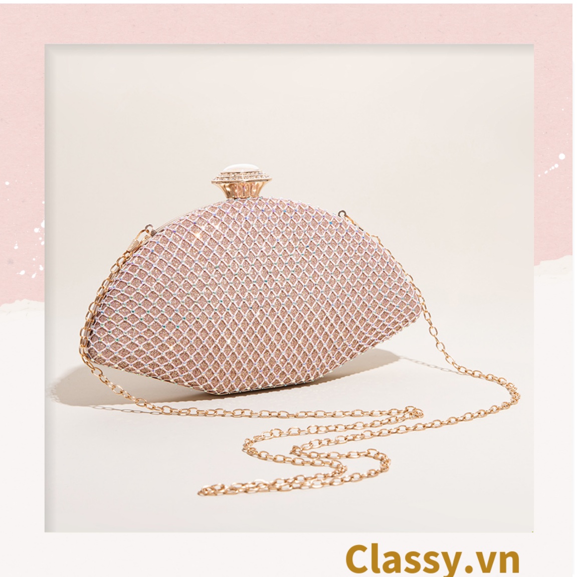 Clutch Classy cầm tay, đeo chéo hình cánh quạt xòe 23x6x12.5cm, nhiều màu thời thượng T1193