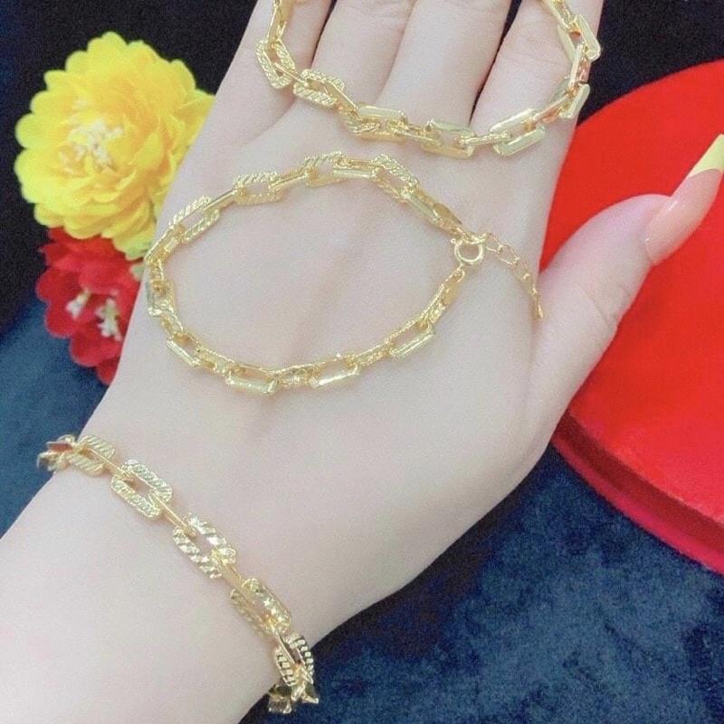 Lắc tay mắc xích vuông mạ vàng 18k siêu đẹp LV38