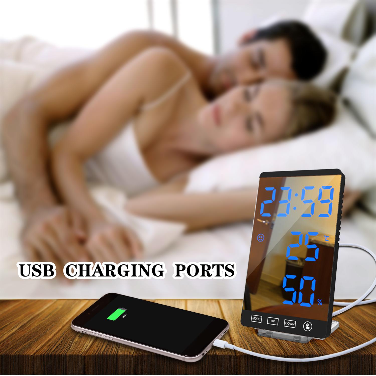 Đồng hồ báo thức kỹ thuật số đèn LEDđể bàn hiển thị nhiệt độ độ ẩm