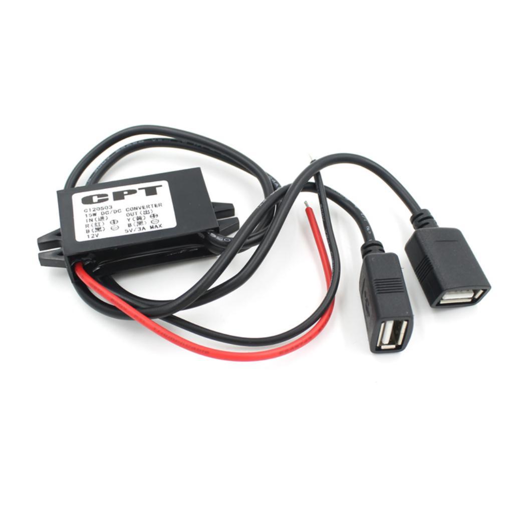 Dual Double 2 USB DC-DC Car Converter Module 12V To 5V 3A 15W Power Adapter