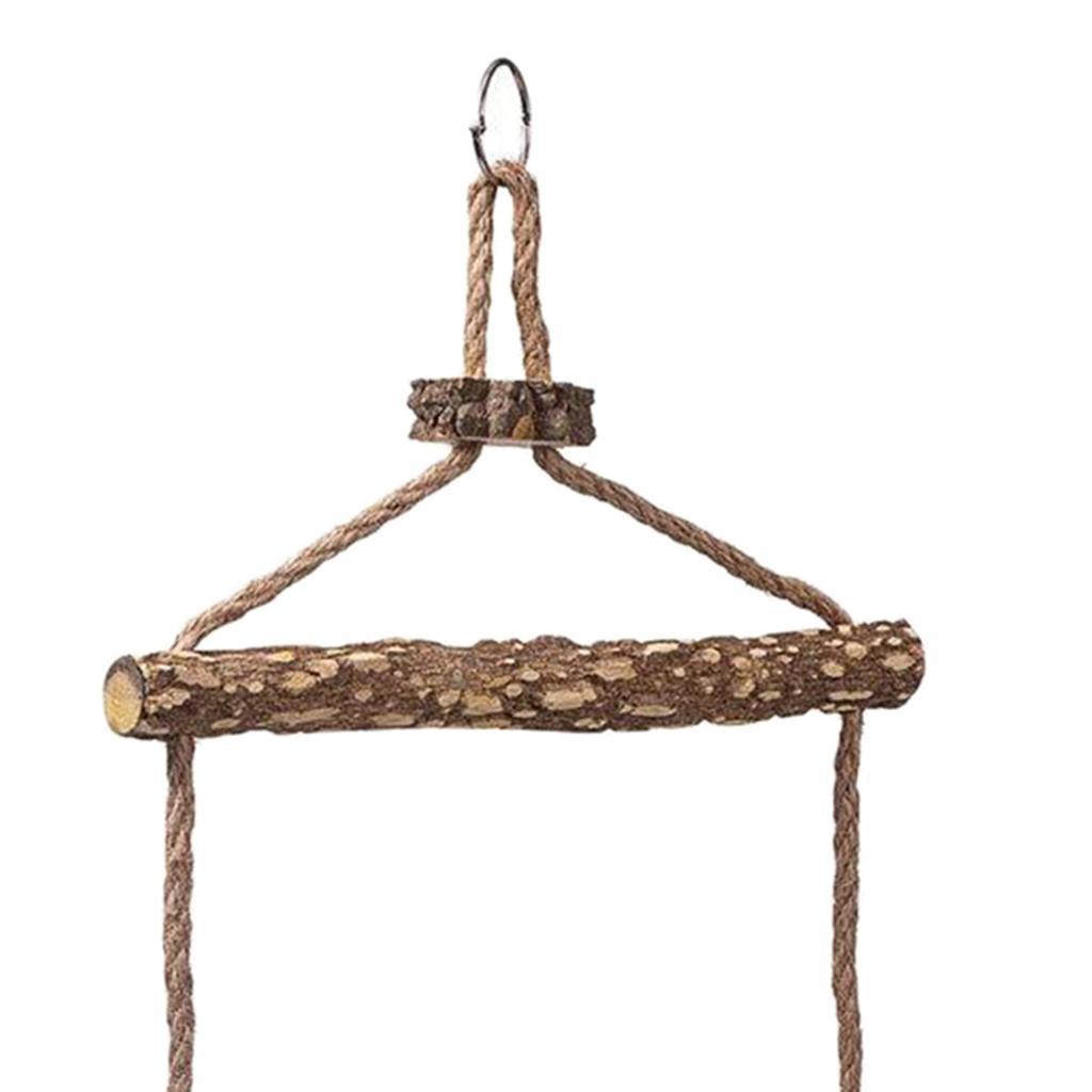 Wooden Bird Swing Parrot Parakeet Budgie Macaw Cage Climbing Hanging Toy