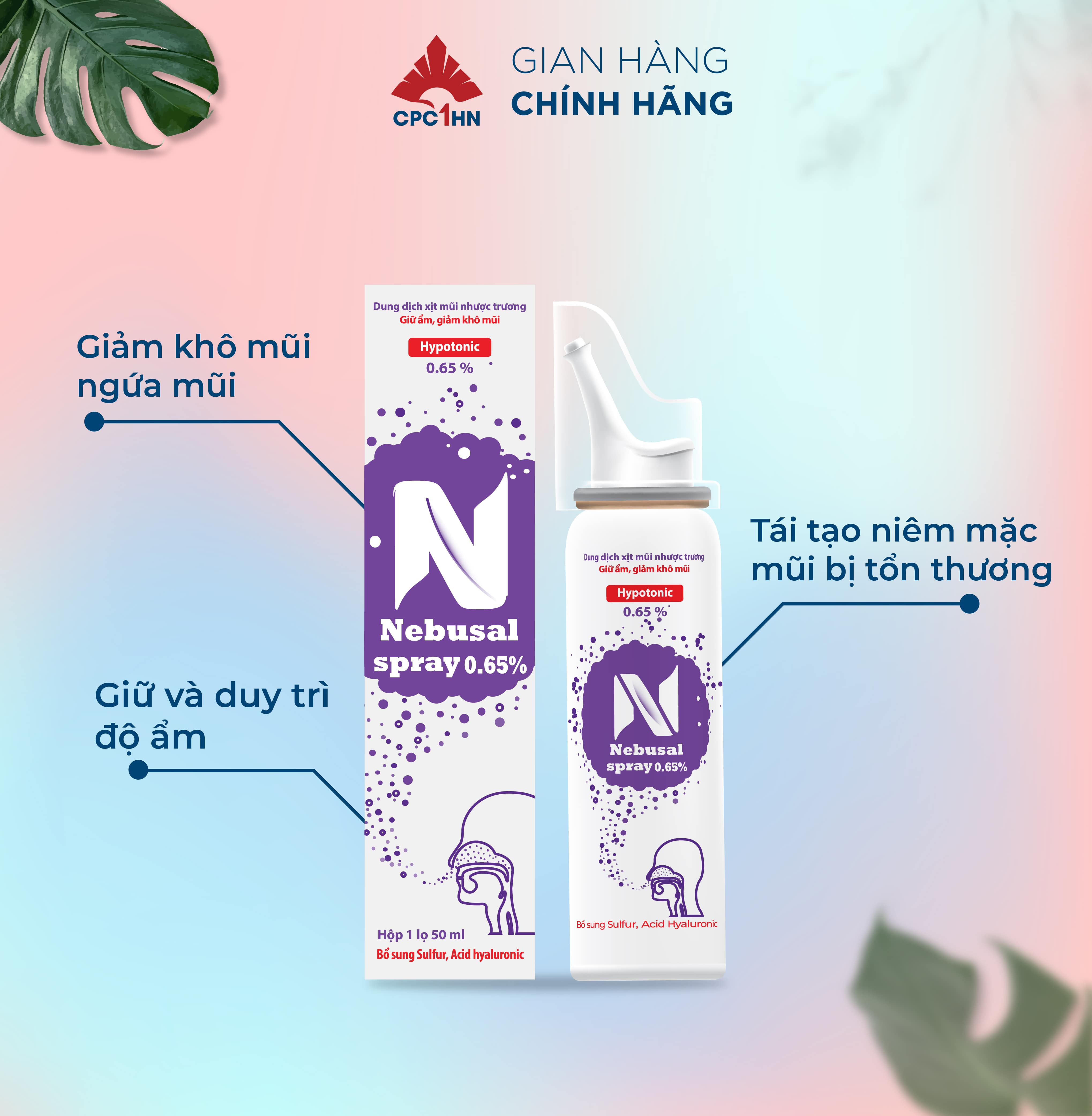 Nước muối xịt mũi nhược trương Nebusal