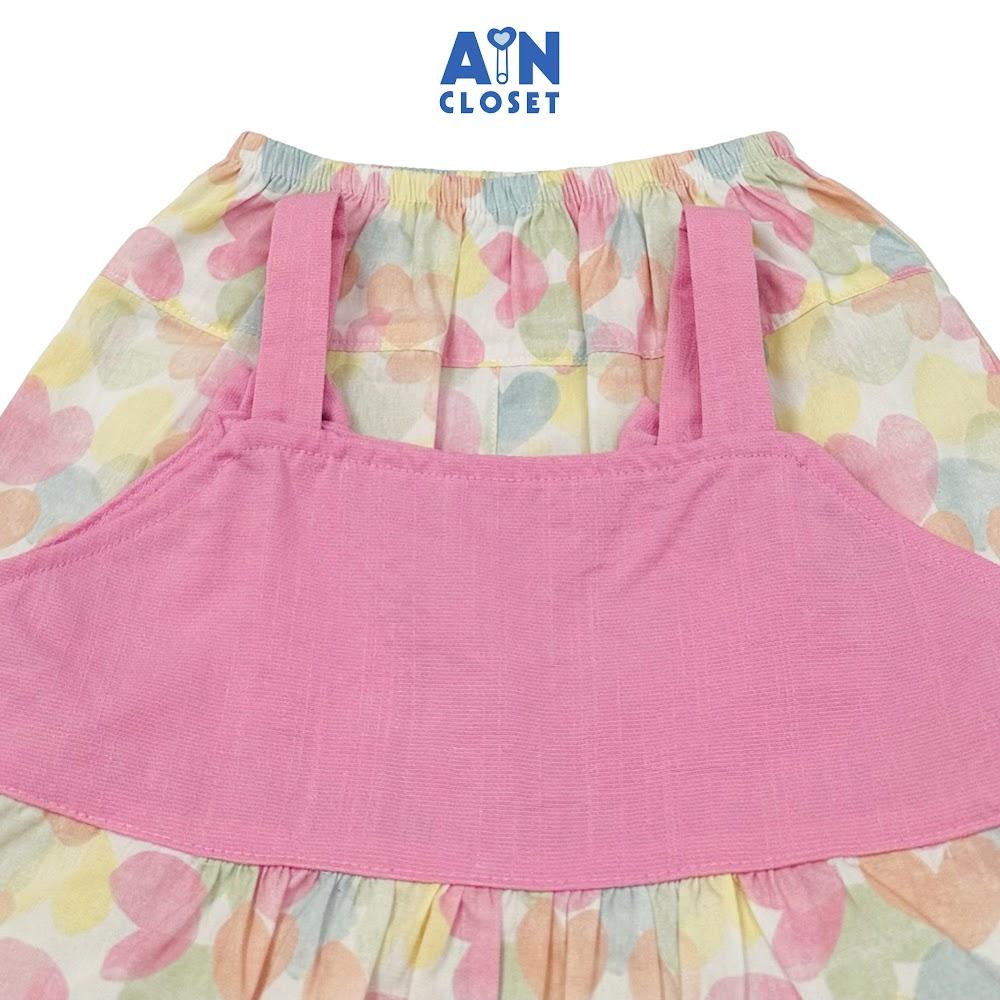 Bộ quần áo Ngắn bé gái hoạ tiết Dây Tim Hồng Cotton - AICDBGP9ZWIS - AIN Closet