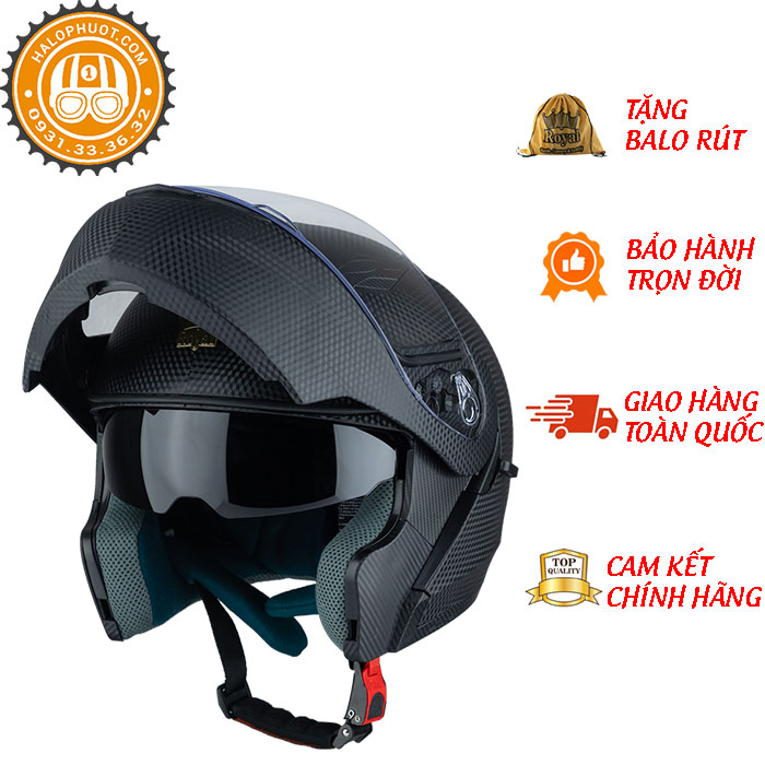 Hình ảnh Mũ Bảo Hiểm Fullface Royal M179 Lật Hàm - Tem Carbon Chính Hãng