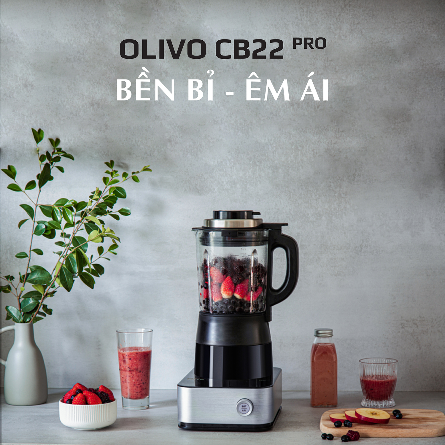 Máy Xay Nấu Đa Năng OLIVO CB22 PRO [Hàng Chính Hãng] Độ Ồn Thấp Nhất - Chống Trào Tuyệt Đối - Vệ Sinh Khử Khuẩn - Thương Hiệu Mỹ