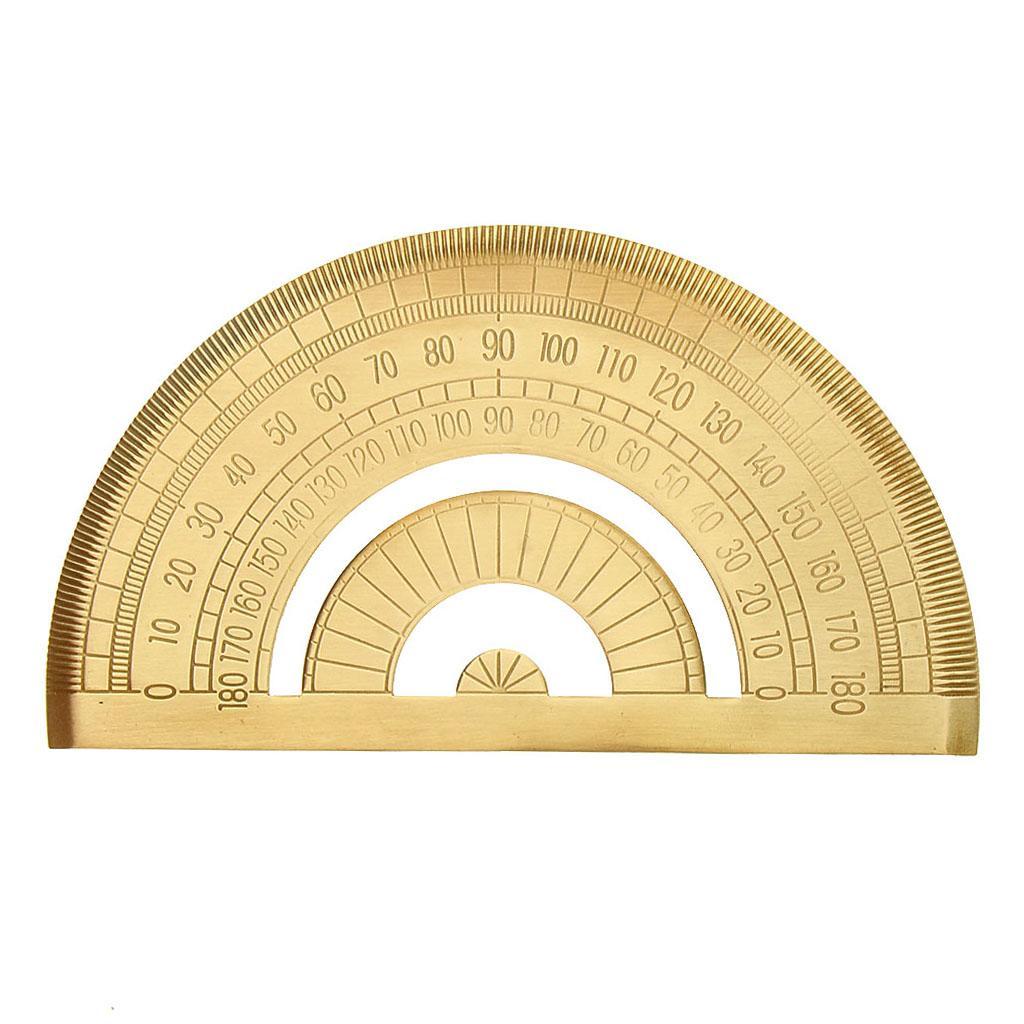 2xMini Brass Math Geometry Ruler Jewelry Measuring Tool Protractor