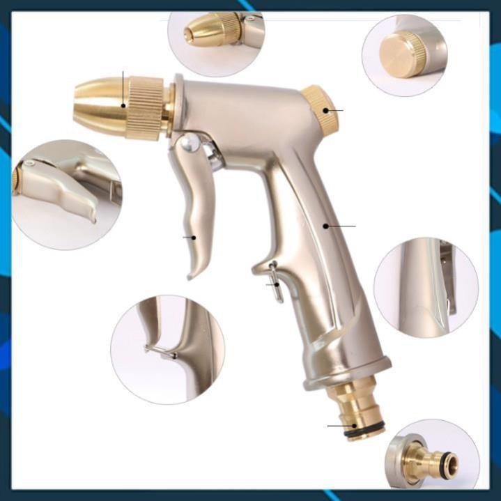 Vòi Xịt️ Bộ dây vòi xịt nước rửa xe, tưới cây , tăng áp 3 lần, loại 7m, 10m 206701-1 đầu đồng,cút+ mở chai