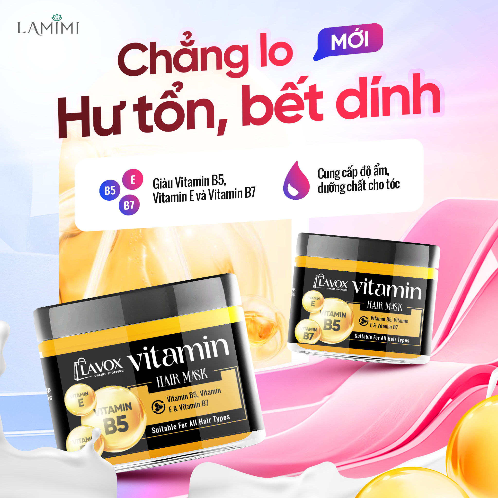 Kem Ủ Tóc Hấp Dầu Lavox Online Shopping Vitamin 120ml - Giảm Gãy Rụng Dưỡng Tóc Lamimi Chính Hãng