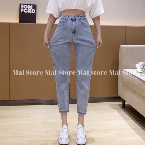 Quần bò baggy nữ 1 khuy cạp cao 3 màu MaiStore