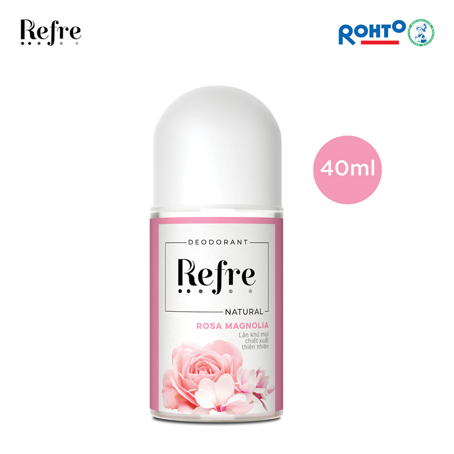 Lăn khử mùi chiết xuất thiên nhiên Refre Natural Rosa Magnolia – Hồng Mộc Lan 40ml