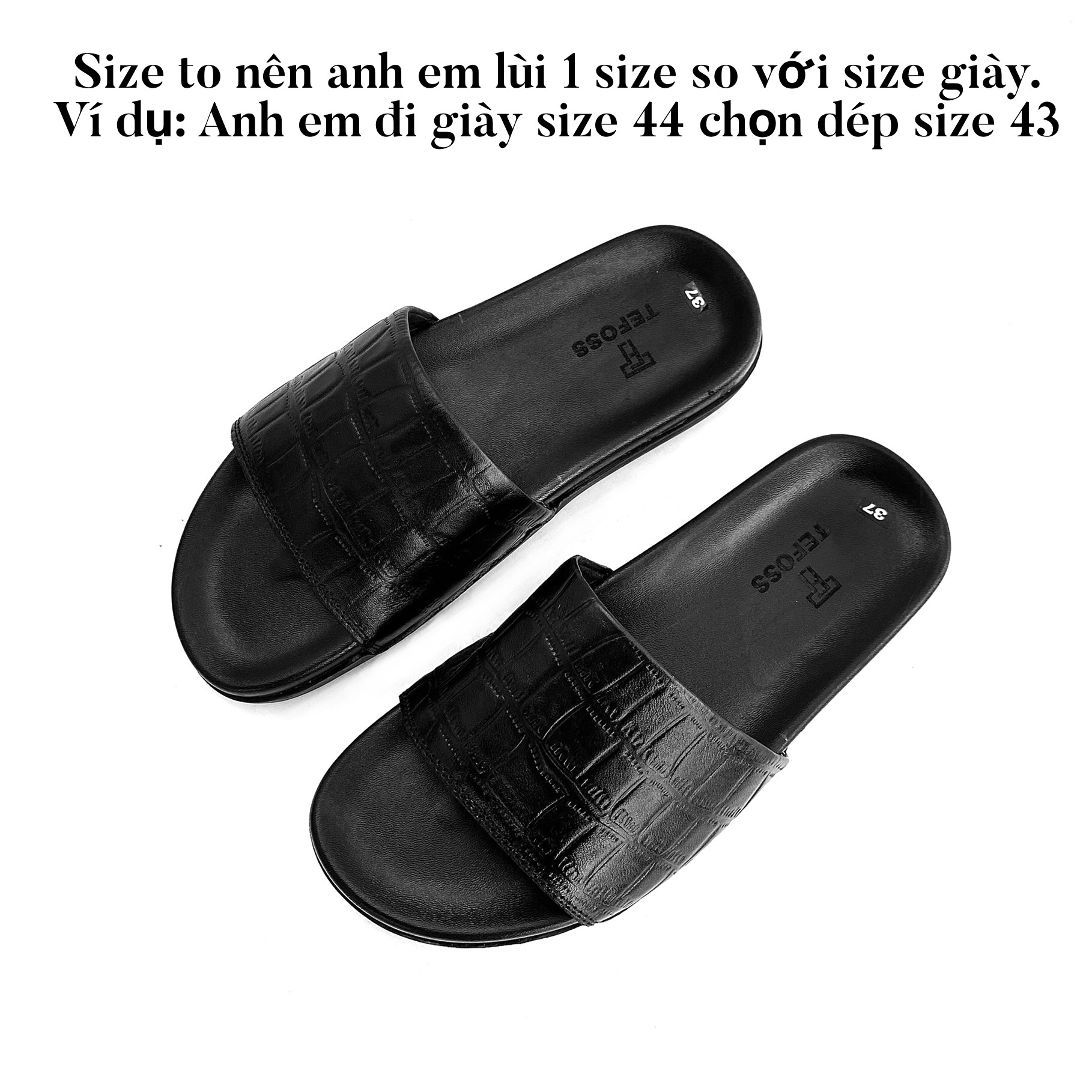 Dép nam da bò thật in vân cá sấu TEFOSS DT07-2 Size 37-44 thời trang, sang trọng