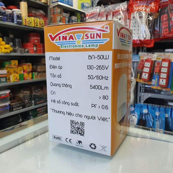 Bóng đèn led trụ 50W nhôm nguyên khối tản nhiệt cao cấp Vina Sun