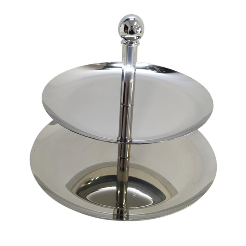 2 Tier Stainless Steel Cake Stand Fruit Plate Wedding Birthday Party Decor