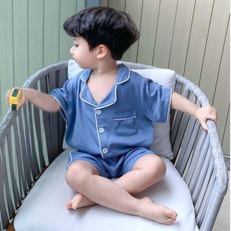 Bộ Pijama Mùa Hè Chất Đũi Hàn Mát Dành Cho Bé