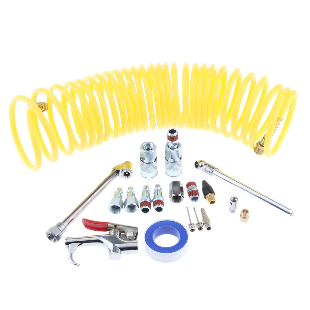 2 Set Air Blow Gun Kit 20 Pieces Recoil Airhose Blow Gun and 2 inflation needles