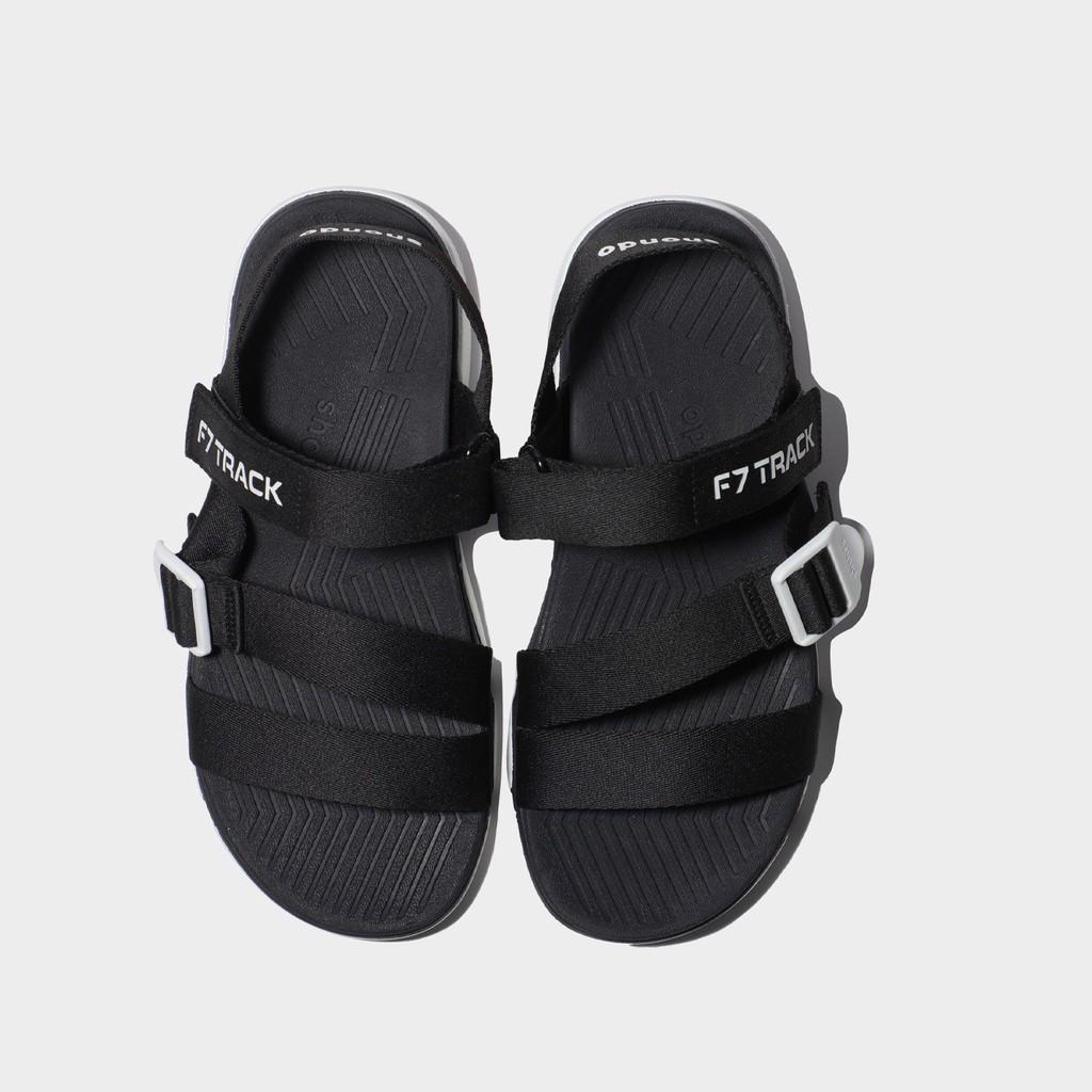 Giày sandal Shondo F7 Track nam nữ đi học đen đế trắng F7T0010