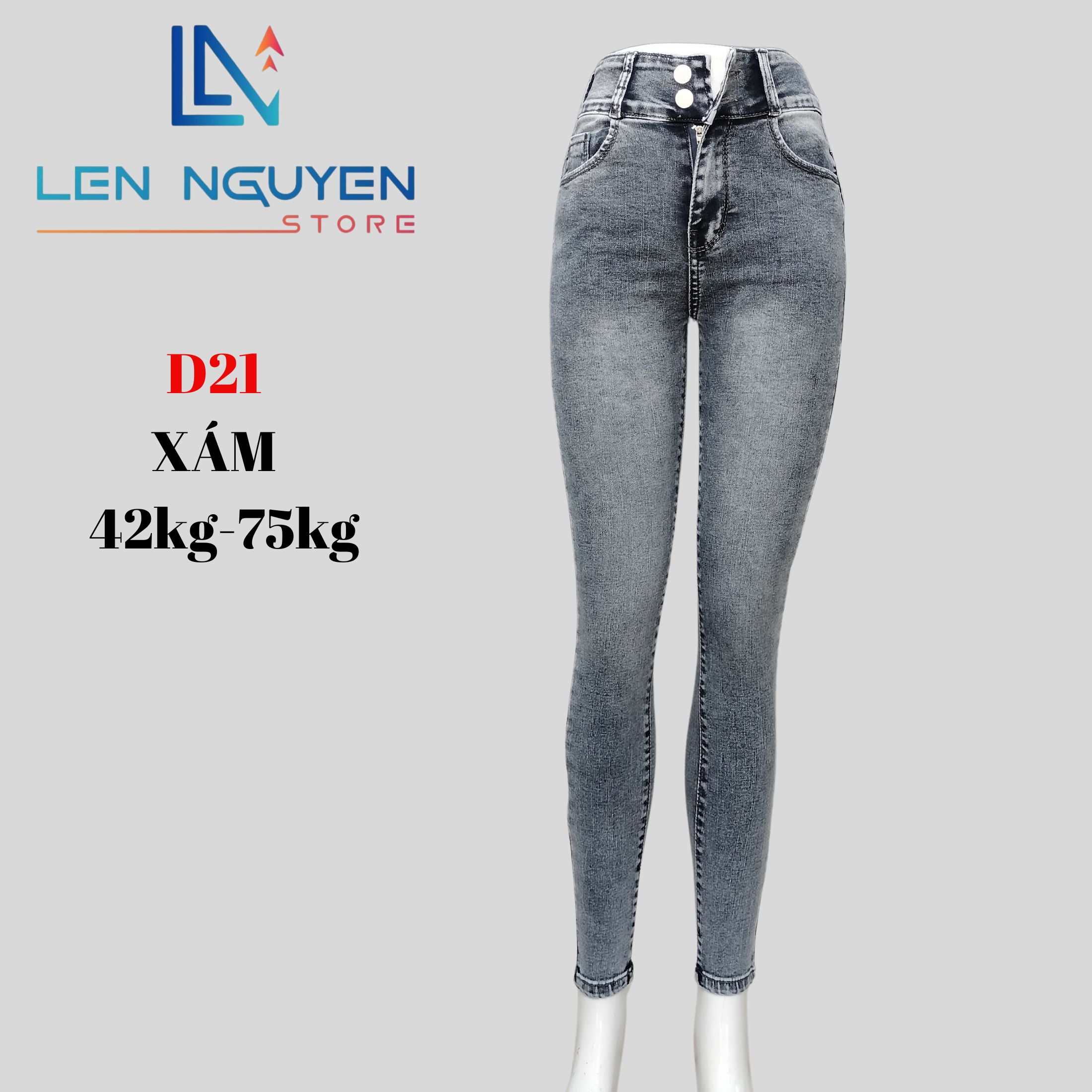 D21_Quần jean Nữ Lưng Cao 2 Nút,Dài 95cm Thiết Kế lưng cao, quần bò nữ, quần nữ có bigsize 42kg đến 70kg size 27-33 Pants Women Có Túi Denim