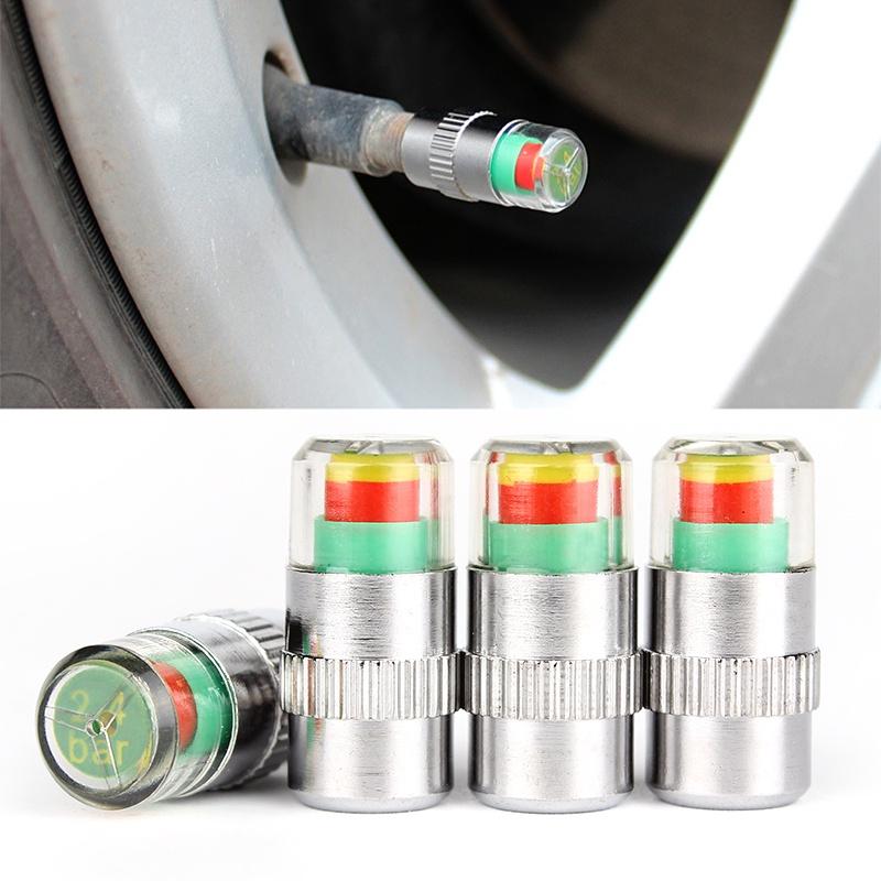 Set 4 nắp van lốp xe chỉ báo áp suất 3 màu sắc 2.4bar 36PSI chất lượng cao