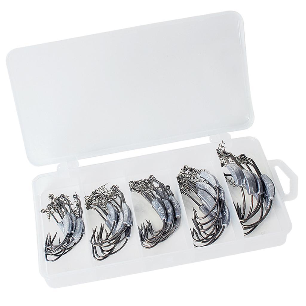 1 Box High Carbon Steel Barbed Fishing Hook With Weight Wide Gap Hooks