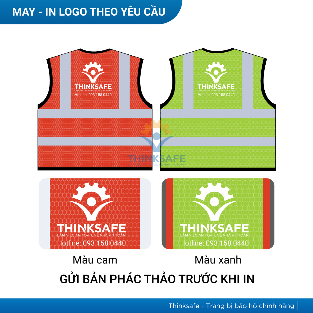 Áo phản quang lưới 3M Thinksafe vải thoáng mát, mỏng nhẹ chuyên dùng cho công nghiệp, nhận may, in ấn theo yêu cầu