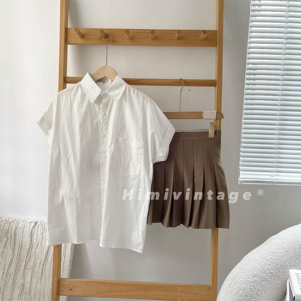 Áo sơ mi trắng tay gập Hàn Quốc