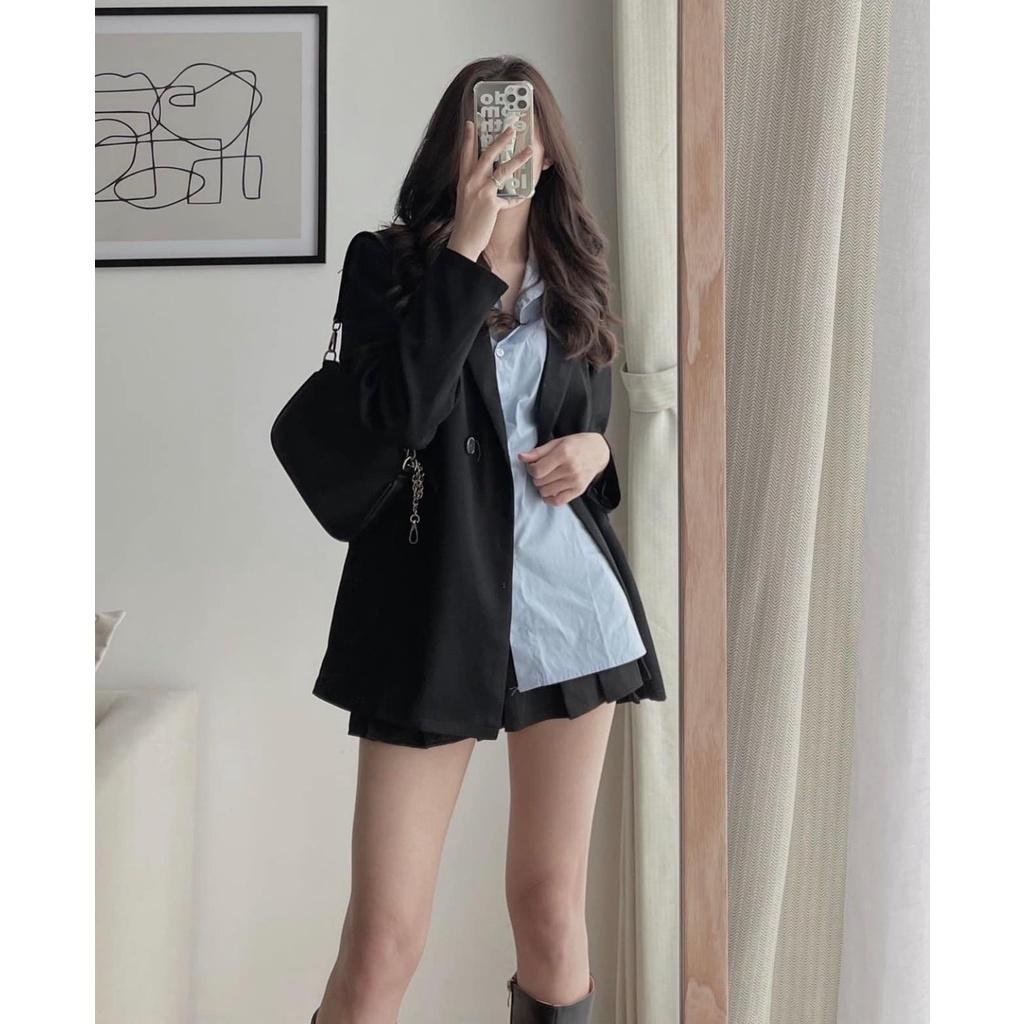 Blazer nữ cộc tay, tay ngắn, áo khoác blazer nữ 1 lớp tay lửng có đệm vai hàng thiết kế có size Junnie Closet