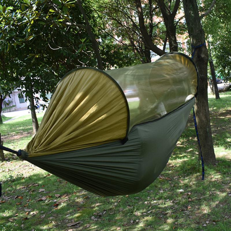 Cắm Trại Lớn Võng Với Đèn Bắt Muỗi 2 Người Bật Nhảy Dù Treo Nhẹ Võng Cây Dây Xích Đu Võng