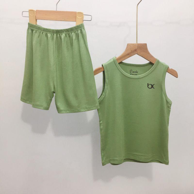 Bộ ba lỗ Bé Xíu Bexiu màu trơn chất thun lạnh mềm mịn mát cho bé trai và bé gái từ 5-19kg HÀNG CAO CẤP