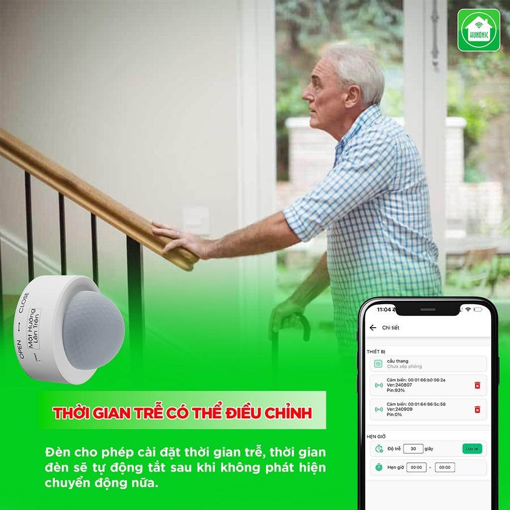 Cảm Biến Cầu Thang Hunonic ST02, Cảm Biến Điều Khiển Công Tắc Thông Minh Bật Đèn Cầu Thang - HNST02 - BLE Wifi