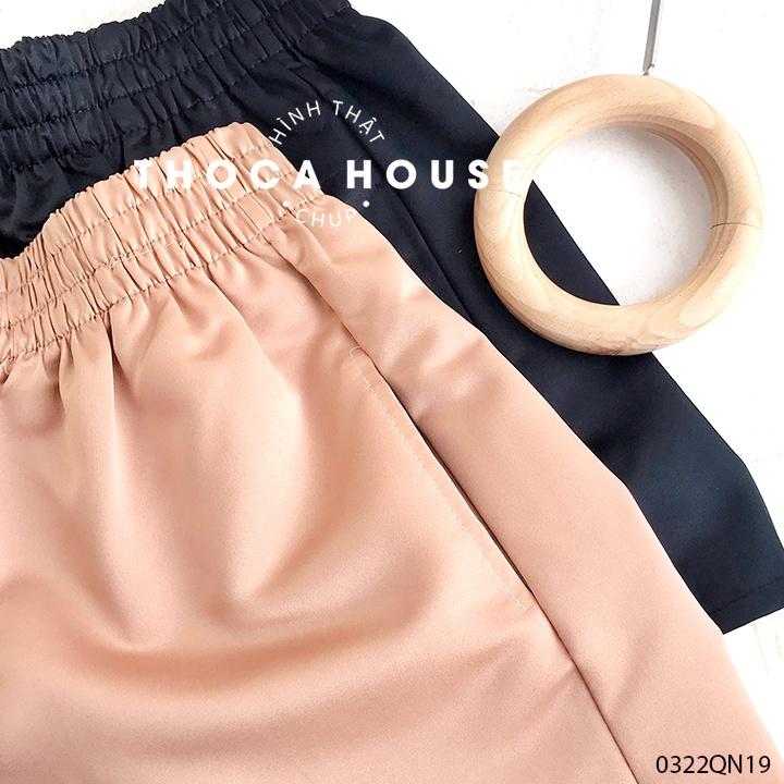 Quần short nữ tafta ống rộng chuẩn form không nhăn THOCA HOUSE đen, nude thời thượng