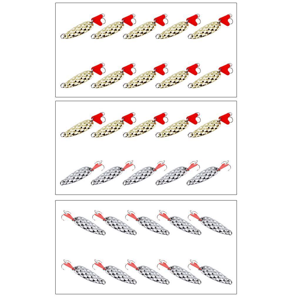 10pcs Spoons Hard Fishing Lures Treble Hooks Salmon Bass Metal Fishing Lure Baits