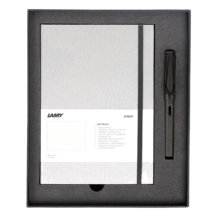 Gift Set Lamy Notebook A5 Softcover Grey+ Lamy Safari Matt Black - GSNSa0012