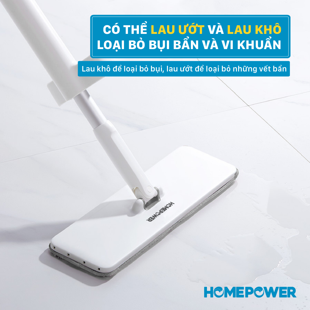 Cây Lau Nhà Tự Vắt Thông Minh 360 Độ Homepower CS-01, Thân Nhôm Sang Trọng, Cao Cấp, Bông Lau Microfiber Siêu Thấm Hút