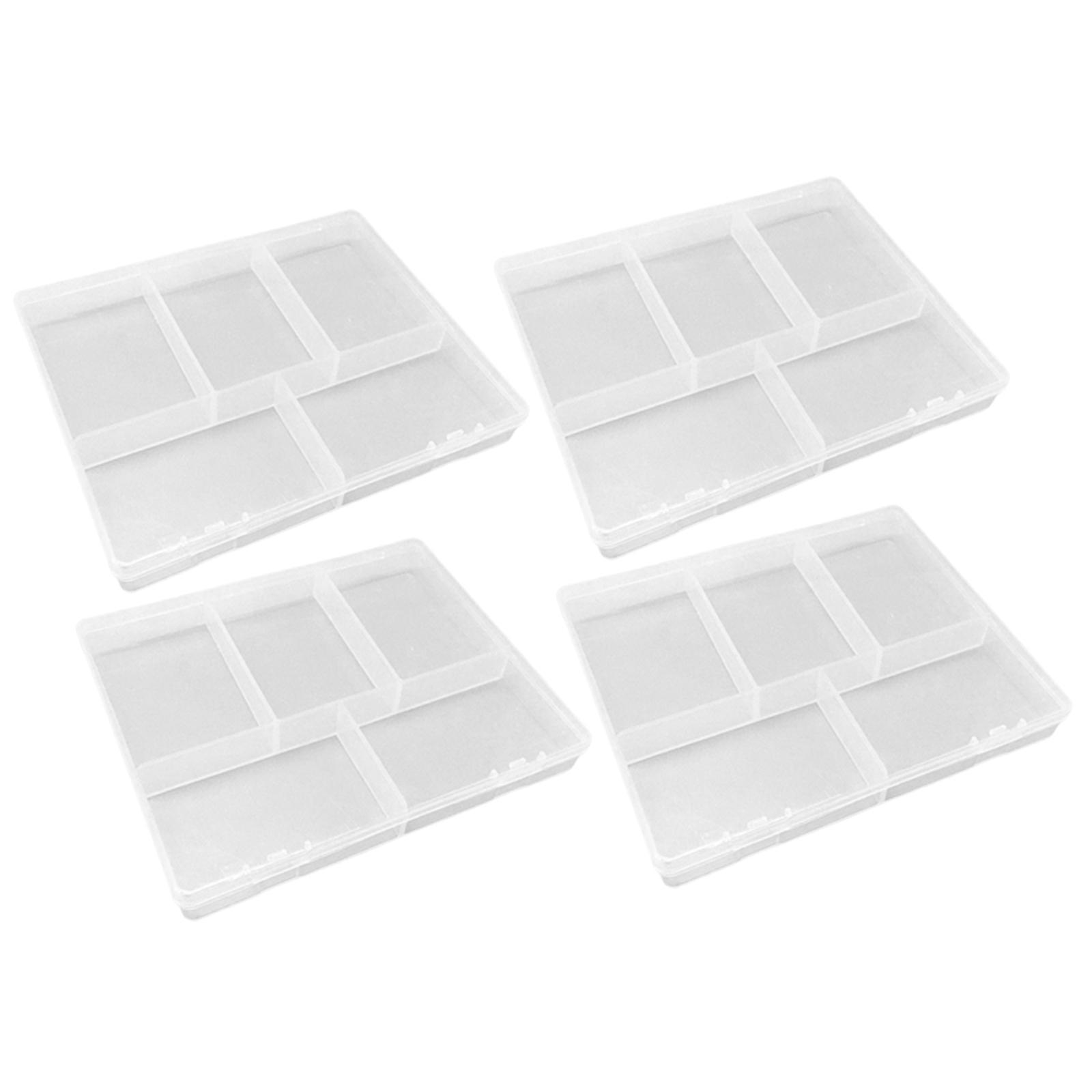 4 Pieces Small Plastic Storage Box 5 Grid for Tools Painting Accessories