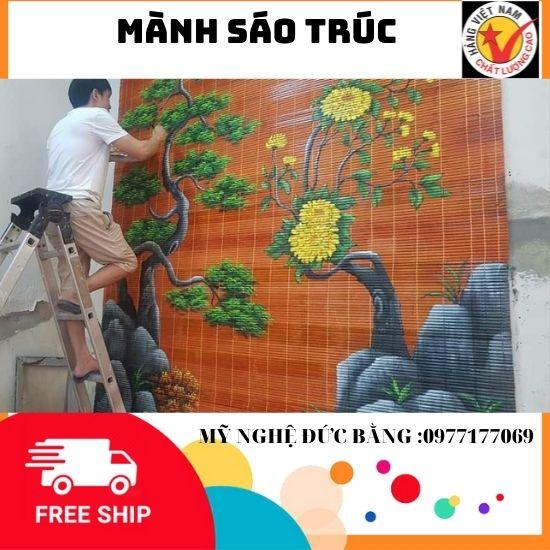 Mành trúc che nắng hành lang rộng 1m50 x cao 2m50 ,rèm tre trúc  treo cửa sổ  lối đi ,màn sáo trúc che ban công màu cánh gián ,có dây kéo đầy đủ