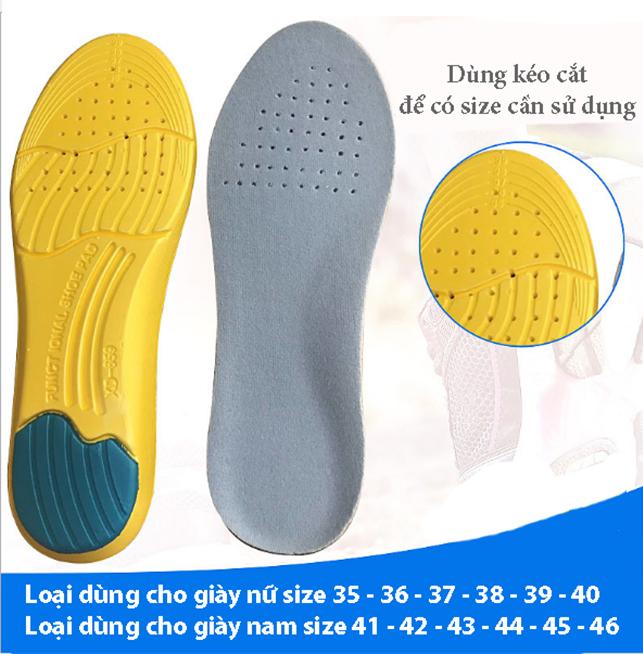 Lót giày thể thao biết thở thoáng khí và êm chân dùng cho giày chạy bộ, giày tập gym, giày đi bộ, giày sneaker, giày lười, giày búp bê - Loại 3 lớp hút mồ hôi - PK26