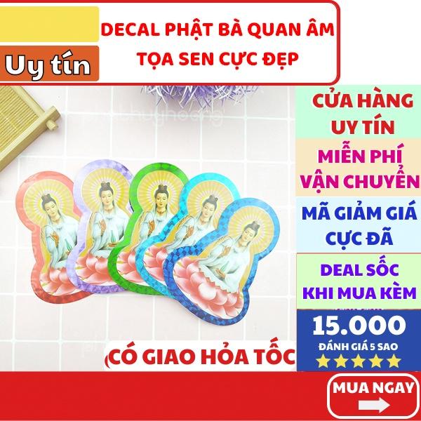 Bộ 2 Miếng dán decal Phật Bà Quan Âm tọa sen