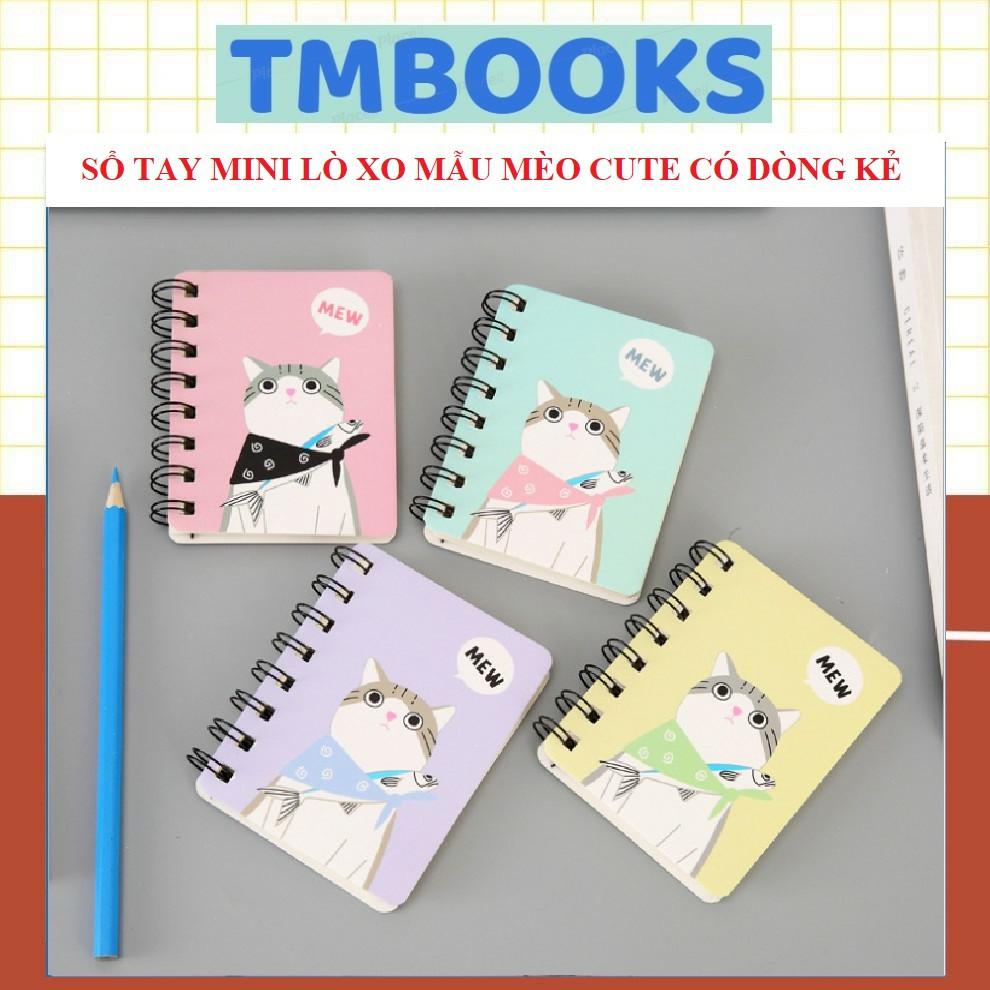 Sổ tay cute mini lò xo ghi chép kế hoạch, công thức, từ vựng họa tiết mèo đáng yêu - Sổ tay TMBOOKS