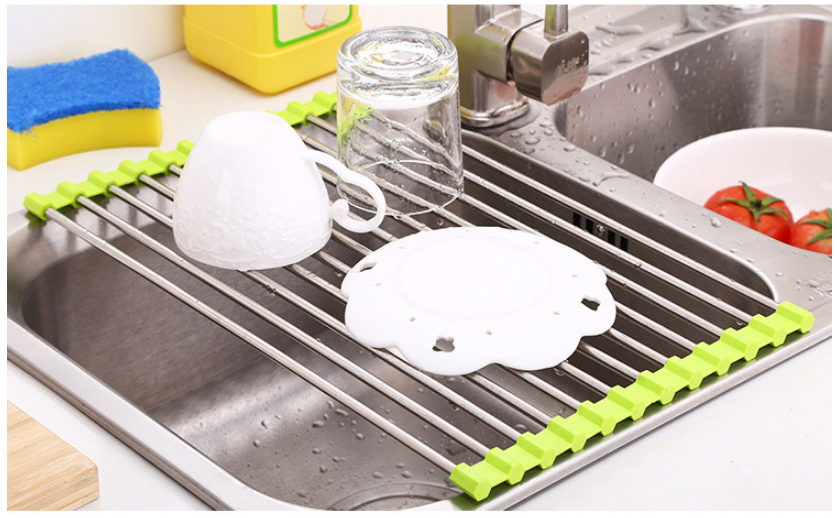 Kệ, vỉ inox co giãn thông minh gác bồn rửa chén xếp gọn, giá inox để chậu rửa bát đa năng size 22 * 47 cm GD567-ViInoxXG
