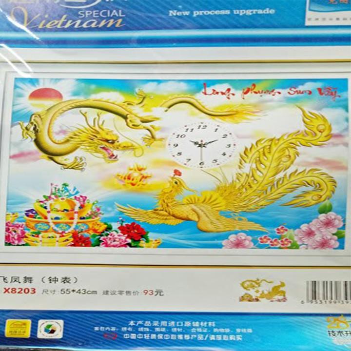 Tranh thêu long phụng sum vầy X8203 - kích thước: 55 * 43cm.