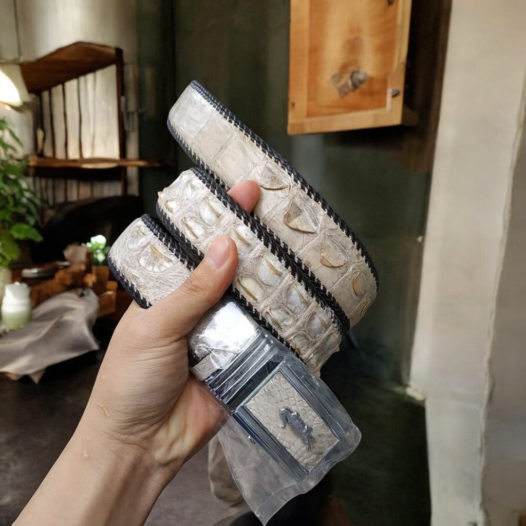 Thắt lưng cá sấu Bạch tạng đan thủ công siêu chất!