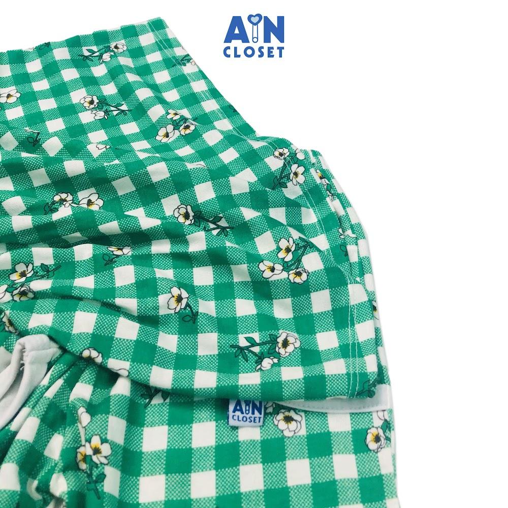 Bộ quần dài áo tay ngắn họa tiết Hoa Caro xanh lá thun cotton - AICDBGWP9IPJ - AIN Closet
