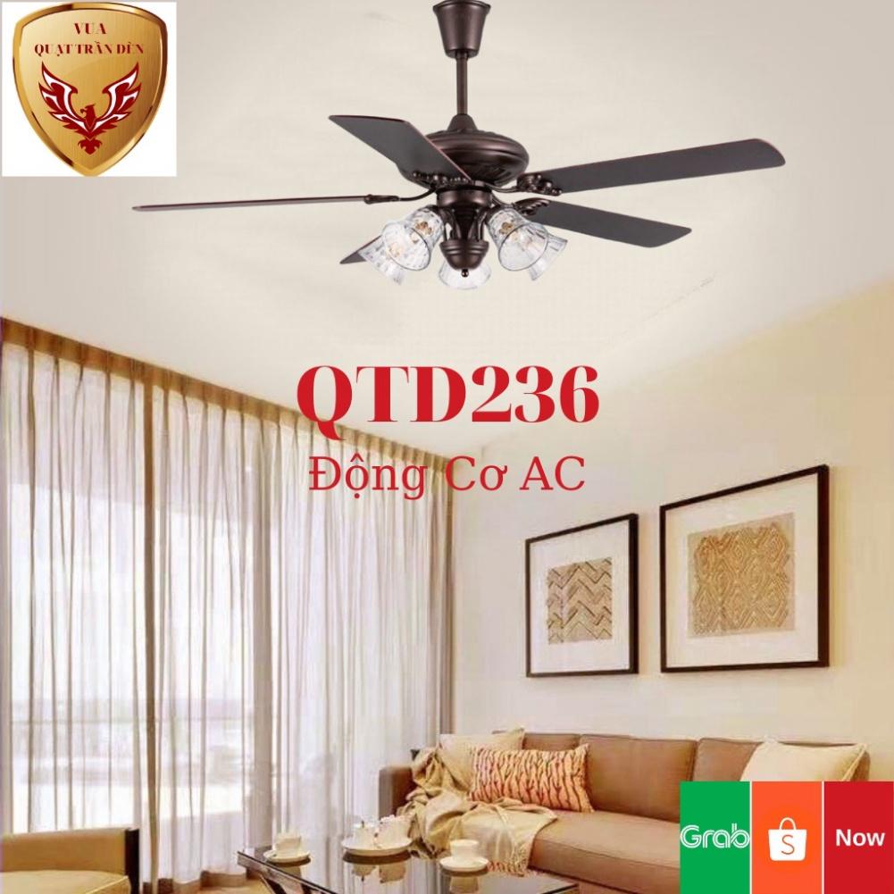 Quạt Trần Cánh Gỗ 5 Bóng  QTD236, Quạt Trân Có Đèn tô điểm Phòng Khách, nguyên nhân AC