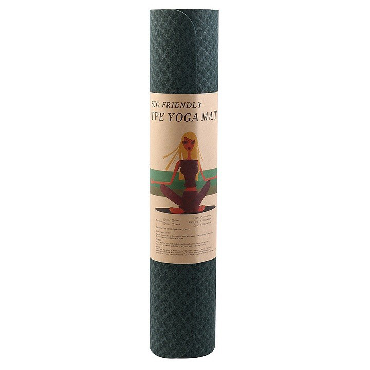 Thảm tập yoga TPE 8mm 1 lớp cao cấp (Xanh rêu) kèm túi và dây buộc