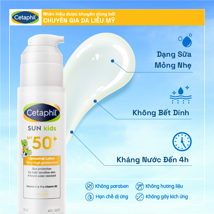 Sữa chống nắng dịu lành cho làn da nhạy cảm của bé CETAPHIL BABY SUN KIDS 150ML