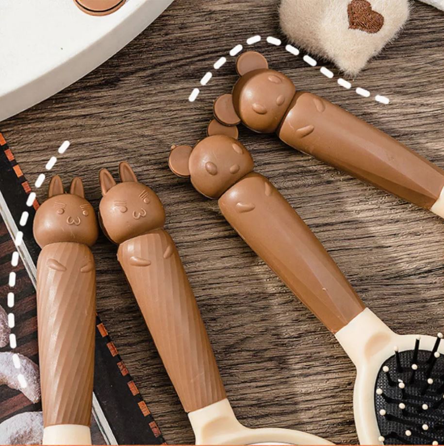 Set Lược Gương 4 Món Cực Xinh Lược Gỡ Rối Chải Tóc Uốn Tạo Kiểu