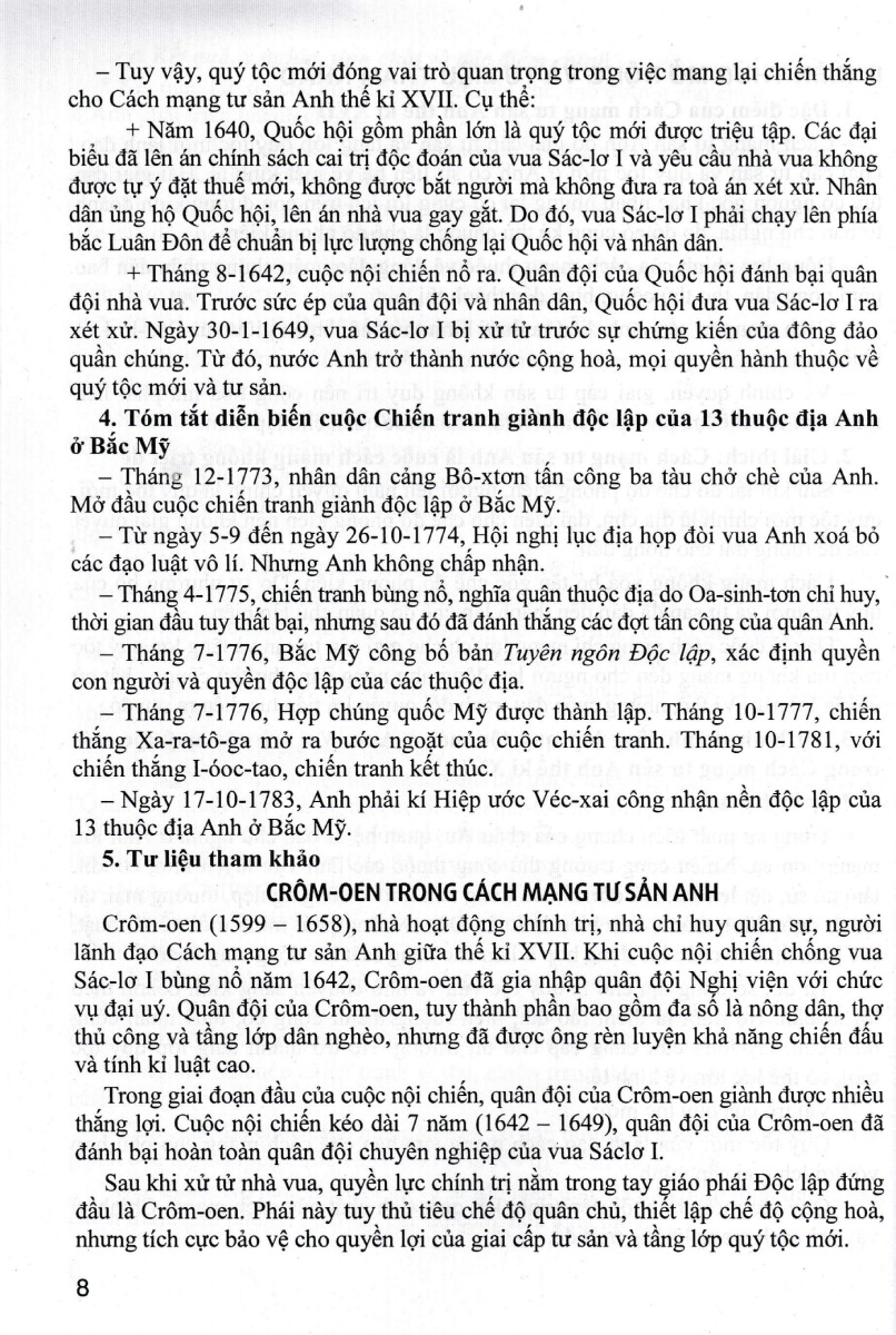 TƯ LIỆU DẠY - HỌC LỊCH SỬ 8